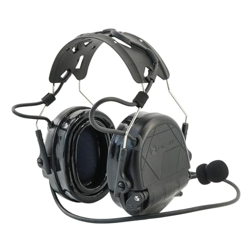 TAC300 Noise Cancelling Tactical Headset, Detachable Headband, 2Pin PTT for Airsoft Hearing Protection - color: Black