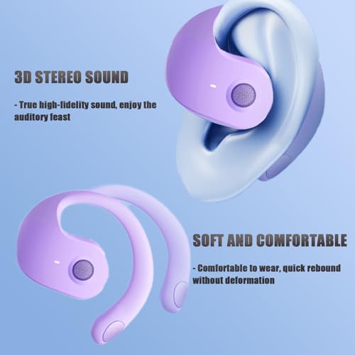 Earphone Wireless Bluetooth, OWS Hanging Bluetooth 5.4 Earphones, Open Ear Headset Ball - Portable and Comfortable, HiFi Stereo Sound Headphones Noise Cancelling Running Sport (Black)
