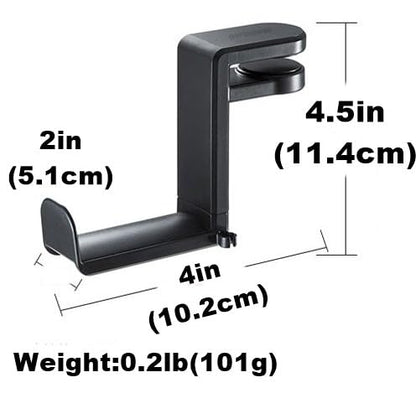 PC Gaming Headset Headphone Hook Holder Hanger Mount, Headphones Stand with Adjustable & Rotating Arm Clamp, Under Desk Design, Universal Fit, Built in Cable Clip Organizer