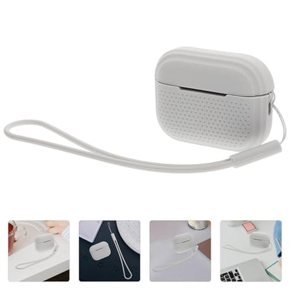 POPETPOP Silicone Earphone Charging Case Cover for Earbuds, Portable Protective Earbud Shell, Gray Earphone Protector Compatible with Apple Accessories