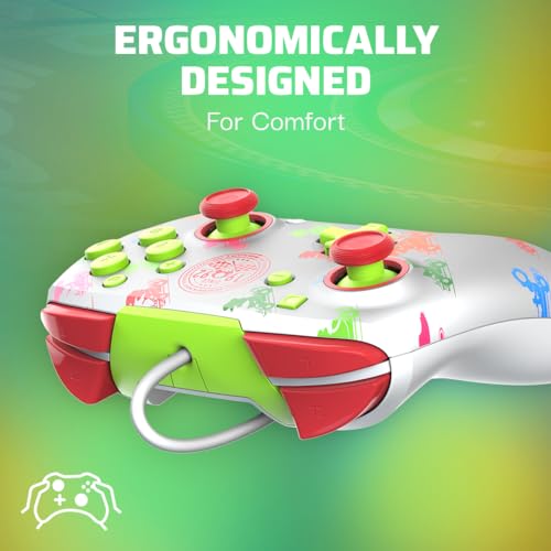 PDP REMATCH Enhanced Wired Controller, Officially Licensed for Nintendo Switch, Switch Lite & Switch - OLED Model, Nintendo Switch 2, Compatible Gamepad, Customizable Programmable Buttons, Super Mario Kart Racers (Multicolor) - color: Mario Kart Racers