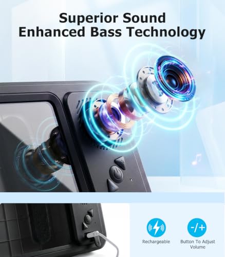 Shower Phone Holder with Bluetooth Speaker IPX6 Waterproof | 6-12H Playtime High-Sensitivity Touchscreen Rich Bass Sound Quality No-Drilling 360° Wall Mount for Bathroom Bathtub Kitchen - color: Charcoal gray