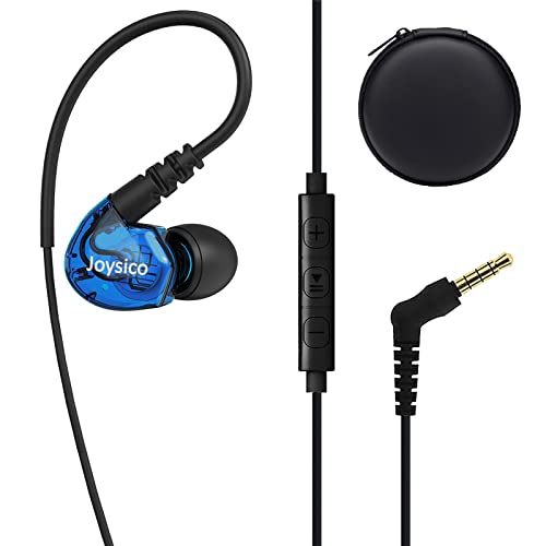 Wired Stereo-to-Mono Single Earbud with Mic and Control, Right Ear Only | Over Ear Hook, Mono Earphone Case, for Cell Phones Laptop, One Ear in-Ear Headphone Headset for Driving Sport Running Cycling