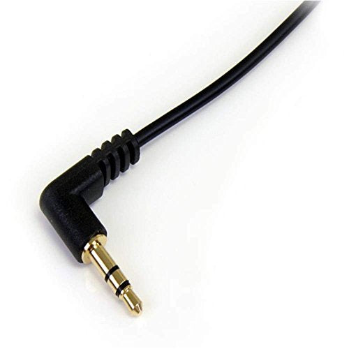 StarTech.com 6 ft Slim 3.5mm to Right Angle Stereo Audio Cable - M/M (MU6MMSRA) Black - size: 6 ft, style: 1 x Angled Connector