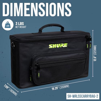 Shure by Gator Padded Carrying Bag that Holds Up to 2 Wireless Mic Systems; (SH-WRLSSCARRYBAG-2) - size: Gig Bag, style: Dual Wireless System