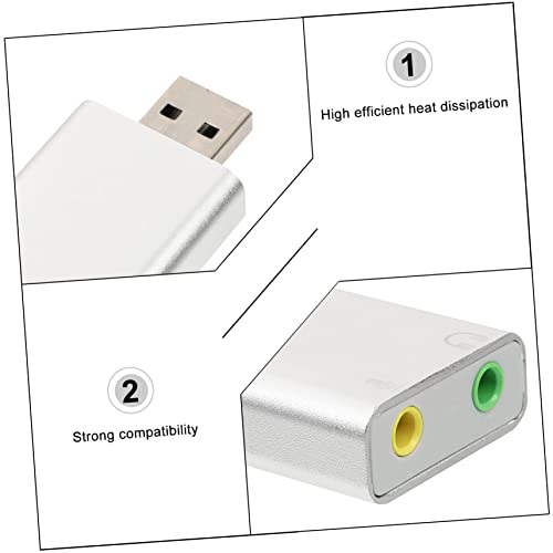 USB External Stereo Sound Adapter Plug and Play with Headphone and Microphone Jack Aluminum Alloy Compact USB Audio Card for Laptop Desktop Replacement