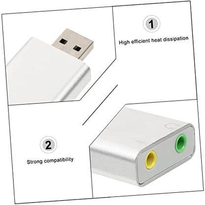 USB External Stereo Sound Adapter Plug and Play with Headphone and Microphone Jack Aluminum Alloy Compact USB Audio Card for Laptop Desktop Replacement