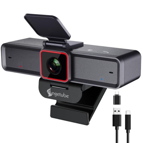 Angetube 4K Webcam for PC, UHD Computer Web Camera for Desktop with 5X Zoom - color: 4K Webcam with Large Sensor and USB3.0