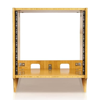 Sound Town DIY 10U Angled Desktop Turret Studio Rack, Solid Carbonized Bamboo, Assembly Required (STBR-10SL) - size: 10U, Angled