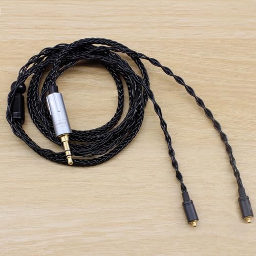 Youkamoo MMCX IEM Replacement Cable, 3.5mm Detachable Silver-Plated Copper Earphone Cord Compatible with Shure SE215, SE425, SE535, SE846, 4ft/1.2m Black - color: Black