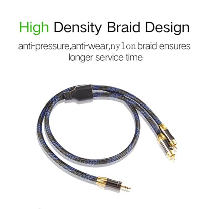 HiFi Dual Shielded (OD 8.0mm) 3.5mm AUX to 2 RCA Audio Adapter Cable (6.6FT) - size: 6.6FT