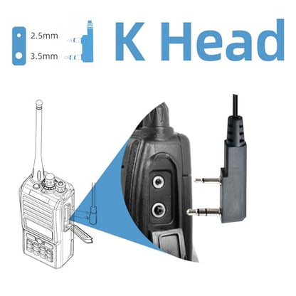 Tansparent Acoustic Tube Earpiece - with PTT and Mic for Two Way Radio,2-Wire Mushroom-Sharp Surveillance Kit Headset,Flexible Stretch Cable Compatible with Kenwood Walkie Talkie