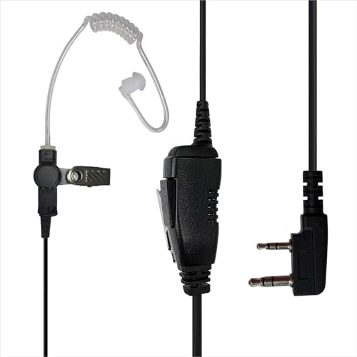 Earpiece with PTT Mic Compatible for Kenwood PKT-300 NX-320 NX-340 TK-2200 TK-3160 NX-3220 NX3320 TH-D72A TH-K20A NX-1200DV, Acoustic Tube Headset, 2 Pin Style (2.5mm+3.5mm)