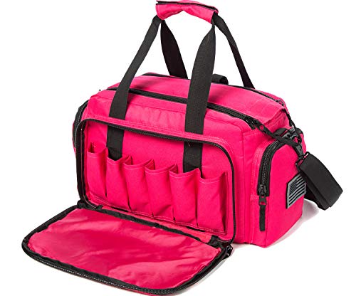 Range Bag | Gun Range Duffle Bag for Handguns and Ammo,USA Flag Patch Included. - color: Pink