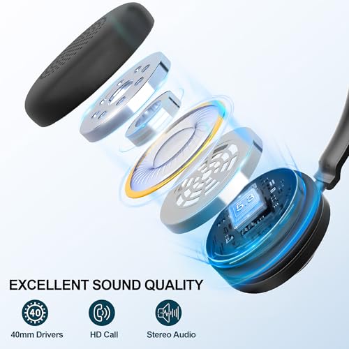 Voistek Wireless Headset with Mic for Work,Bluetooth Headphones for PC | Noise Cancelling Mic,USB Dongle & Mute Button,50H Battery Compatible with Laptop,Teams Zoom,Call Centre,Home Office