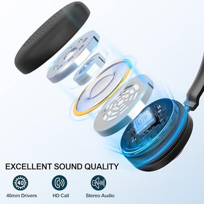 Voistek Wireless Headset with Mic for Work,Bluetooth Headphones for PC | Noise Cancelling Mic,USB Dongle & Mute Button,50H Battery Compatible with Laptop,Teams Zoom,Call Centre,Home Office