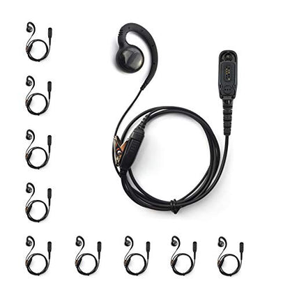 PROMAXPOWER [10-Pack] C-Shape Swivel Earpiece Headset with PTT Button & Microphone for Motorola Two-Way Radios XPR7350e, XPR7550, XPR7580, XiR-P8268, MTP850, APX4000 - size: 10-Pack