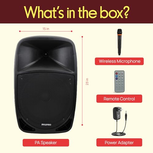 1200W Portable Bluetooth PA Speaker - 12’’ Subwoofer, LED Battery Indicator Lights w/Built-in Rechargeable Battery, MP3/USB/SD Card Reader, and UHF Wireless Microphone - Pyle PSBT125A - size: 12 inch