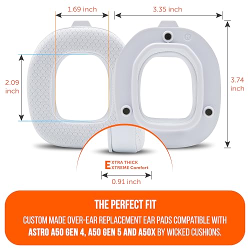 WC Mod Kit A50 - Earpads & Headband for Astro A50 Gen 4/5 / A50x | Made by Wicked Cushions | Cooling Gel Earpads and Matching Headband that offer Enhanced Comfort & Durability | White - color: White