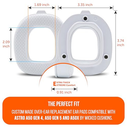 WC Mod Kit A50 - Earpads & Headband for Astro A50 Gen 4/5 / A50x | Made by Wicked Cushions | Cooling Gel Earpads and Matching Headband that offer Enhanced Comfort & Durability | White - color: White