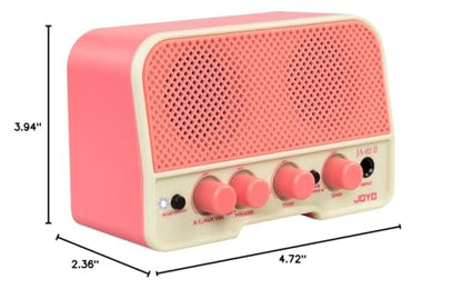 JOYO 5W Small Guitar Amp Portable Electric Guitar Practice Amplifier with Bluetooth 5.0, Clean/Overdrive Channels, Rechargeable Battery, AUX & Headphone Out (JA-02 II Pink) - color: Pink