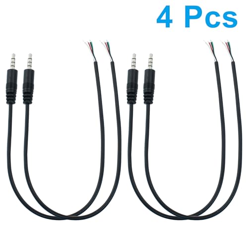 Jiozermi 3.5mm Male to Bare Wire TRRS Audio Cable, 3ft, 4 Pcs | 4 Pole Stereo, 1/8" TRRS Male Jack, For Speaker Headphone Microphone, Cable Repair - size: 3ft