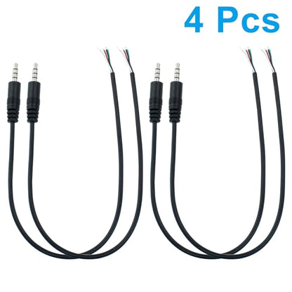 Jiozermi 3.5mm Male to Bare Wire TRRS Audio Cable, 3ft, 4 Pcs | 4 Pole Stereo, 1/8" TRRS Male Jack, For Speaker Headphone Microphone, Cable Repair - size: 3ft