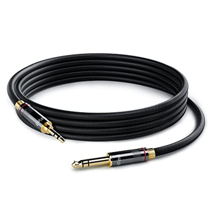 HiFind 3.5mm to 6.35mm Stereo Audio Cable 4 Ft (Hi-Fi Sound-Silver Plated Copper-Spring SR-Braided) 3.5 mm 1/8" TRS Male to 6.35 mm 1/4" TRS Male Bidirectional Cable for Guitar,Home Theater,Speaker - size: 4FT, style: 1/8 to 1/4