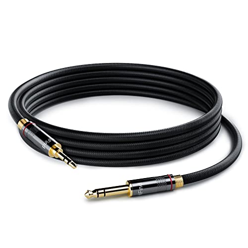 HiFind 3.5mm to 6.35mm Stereo Audio Cable 6 Ft (Hi-Fi Sound-Silver Plated Copper-Spring SR-Braided) 3.5 mm 1/8" TRS Male to 6.35 mm 1/4" TRS Male Bidirectional Cable for Guitar,Home Theater,Speaker - size: 6FT, style: 1/8 to 1/4