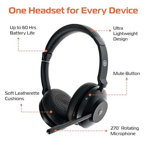 Spracht Blues Combo BT/USB Wireless Headphones for Working Professionals, Comfortable PC Headset, 40 Hour Battery Life, USB and Bluetooth Headset with Noise Cancelling Microphone for Work (Dual Ear) - style: Dual Ear