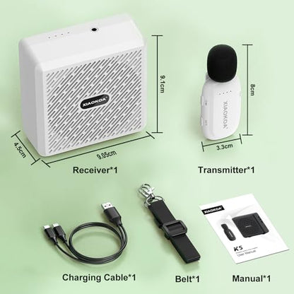 Wireless Lavalier Microphone with Voice Amplifier for Teachers | Bluetooth Speaker with Lapel Mic, Charging Portable Mini Mics, 2.4G Clip Microphones System for Tour Guides Fitness Meetings - color: K5-W