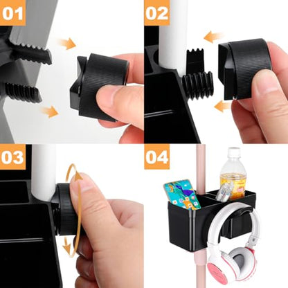 Koolehaoda Mic Stand Dual Cup Holder with Headset Hanger - Universal Clamp | Drink Holder for Music Stand, Light Stand, Tripod, for Live Streaming, Karaoke, Recording, Music Sheet, Easy Clamp-On Design - size: Cup Holder