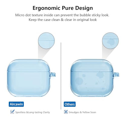 Aircawin Airpods 4 Case - Clear, Protective, Transparent TPU Case with Keychain - Blue - color: Clear Blue, size: Airpods 4