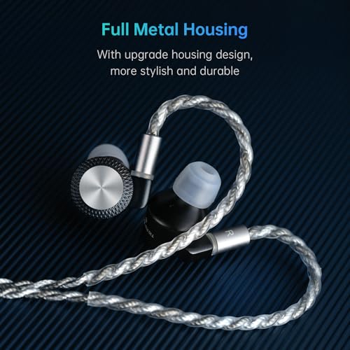 ARTTI T10 Pro in-Ear Monitor, Dual Magnetic Circuit 14.2mm Planner Driver HiFi IEM Earphones, Wired Gaming Earbud with Full Metal Housing, Detachable OFC Cable for Singer Musician Audiophile (Black) - color: Black