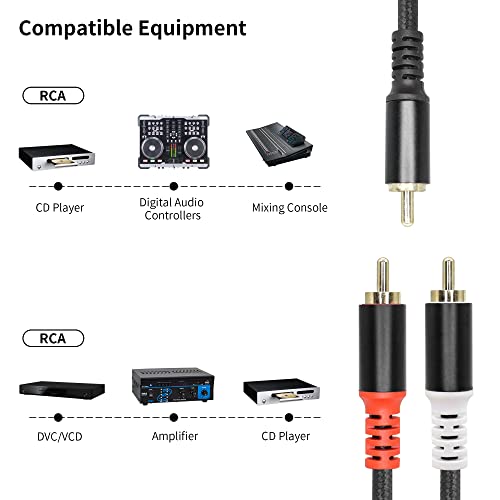 YACSEJAO RCA Y Cable 6FT RCA 1 Male to 2 Female Audio Speaker Y Adapter Splitter Cable for Subwoofer, Home Theater, Hi-Fi - Dual Shielded | 24K Gold Plated (RCA 1 to 2/2M) - color: RCA 1 to 2/2M