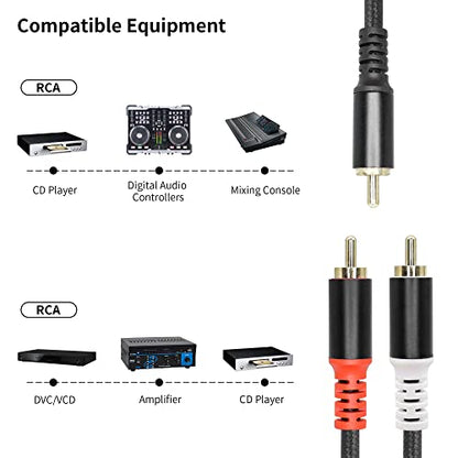 YACSEJAO RCA Y Cable 6FT RCA 1 Male to 2 Female Audio Speaker Y Adapter Splitter Cable for Subwoofer, Home Theater, Hi-Fi - Dual Shielded | 24K Gold Plated (RCA 1 to 2/2M) - color: RCA 1 to 2/2M
