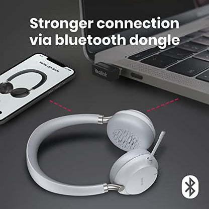 Yealink BH72 Bluetooth Headset UC with Charging Stand, USB-A (Grey) - GTW Bundle Yealink Wireless Headset with Global Teck Microfiber Cloth - Compatible for Office and Home Use - color: Grey - w/ Charging Stand, size: UC Version