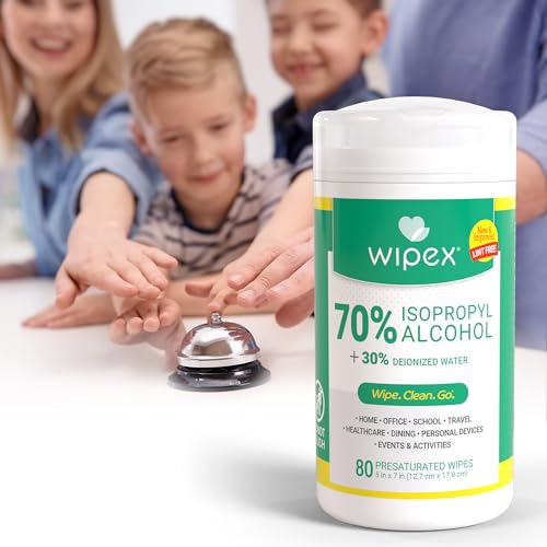 Wipex 70% Isopropyl Alcohol Wipes for Electronics - 80ct Large Lint Free IPA Wipes in Sealed Canister to clean Surfaces, Electronics, Computer Screens, Glasses, 80 Count (Pack of 3) - size: 80 Count (Pack of 3)