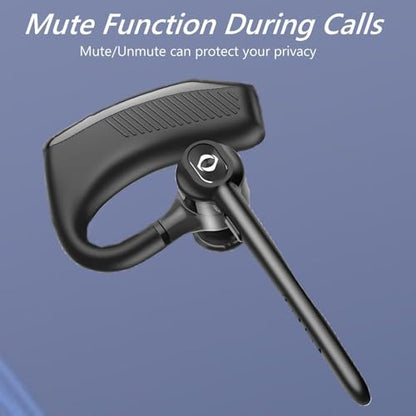 Wireless Headset Bluetooth Earpiece with Dual Noise Canceling Single Earbud | Hands Free Headphones Ear Earphone Over Ear Earbud for iPhone Samsung Android Cellphones TV PC Trucker Game Work Driving