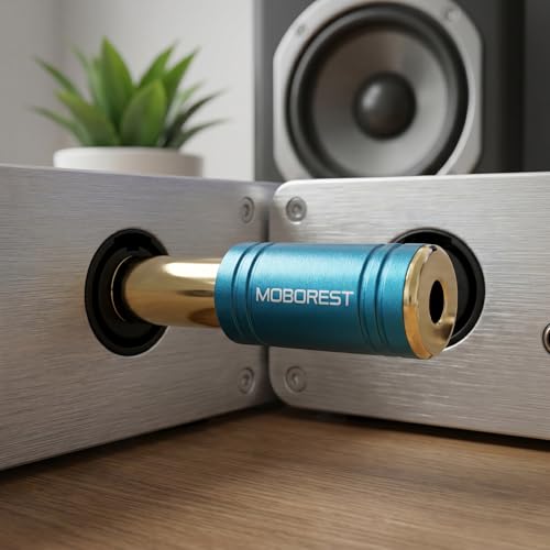 MOBOREST 1/4 to 3.5mm Audio Headphone Adapter, Pure Copper (1Red & 1Blue) | 6.35mm Male to 1/8(3.5mm) Female adapter connectors for lossless TRS sound, guitar amp, piano, keyboard, mixer, studio - color: 1RED+1BLUE