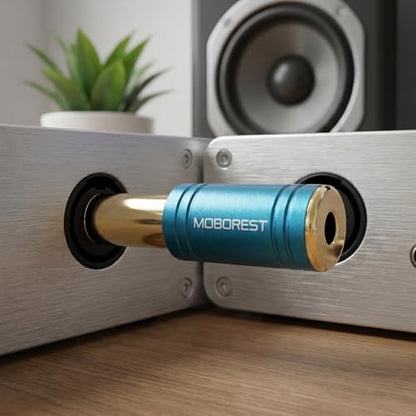 MOBOREST 1/4 to 3.5mm Audio Headphone Adapter, Pure Copper (1Red & 1Blue) | 6.35mm Male to 1/8(3.5mm) Female adapter connectors for lossless TRS sound, guitar amp, piano, keyboard, mixer, studio - color: 1RED+1BLUE