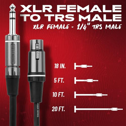 By Gator Cases Composer Series Deluxe 5 Foot XLR Female to TRS Cable, (GCWC-XLR-05FTRS) - size: 5 Feet, style: TRS/XLR Female