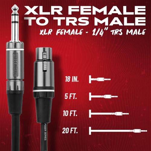 By Gator Cases Composer Series Deluxe 20 Foot XLR Female to TRS Cable, (GCWC-XLR-20FTRS) - size: 20 Feet, style: TRS/XLR Female