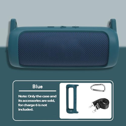 Protective Silicone Cover Sleeve for JBL FLIP 7 Bluetooth-compatible Speaker Soft Durable Anti-Drop Bump-resistant and Shock-proof Travel Carrying Case with Shoulder Strap and Carabiner (Blue) - color: Blue