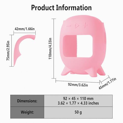 Geiomoo Silicone Carrying Case for JBL Clip 5, Protective Portable Scratch Shock Resistant Cover (Pink) - color: Pink