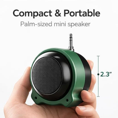 Mini Wired Speaker with 3.5mm AUX, 5W Portable Speaker with Built-in Battery, Compact Desktop Audio for Phone, Tablet, Laptop
