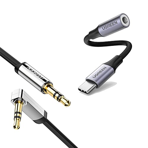 UGREEN 3.5mm Audio Cable Aux Cord 3FT and Braided USB C to 3.5mm Audio Adapter Bundle