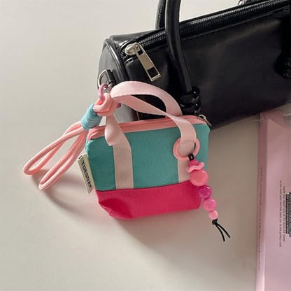 Mini Backpack Case for AirPods 4 2024 AirPods Pro 3, Multi-Functional Pouch Coin Purse Cable Organizer with Strap Hand Strap Keychain Lock, Travel-Friendly Headphone Case for Women Men - color: Pink Backpack