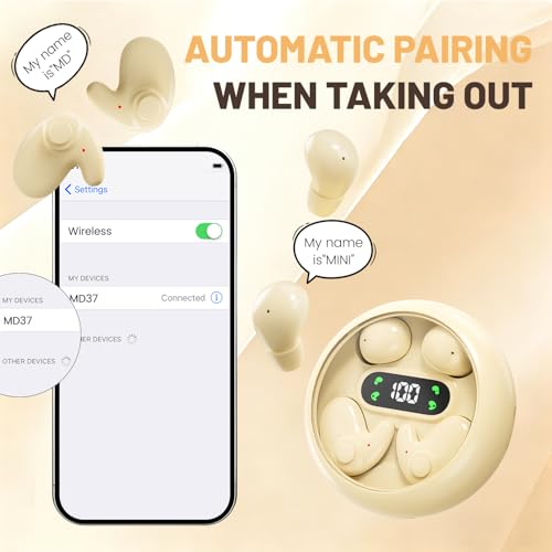 Earbuds,Mini Invisible Sleep Earbuds,Bluetooth 5.4 Ultra-Stylish Headphones for Sleep,Comfortable Blocking Noise,2-Pack Small mini Invisible Wireless Earbuds for Sleeping (White) - color: White