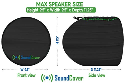 Marine Wakeboard Tower Speaker Covers for 6.5” Round or 6x9” Oval Speakers – 210T Polyester w/ Silver UV Coating – Water-Resistant, Double-Stitched with Drawcord, Drainage Eyelets – Medium (Set of 2) - size: Medium